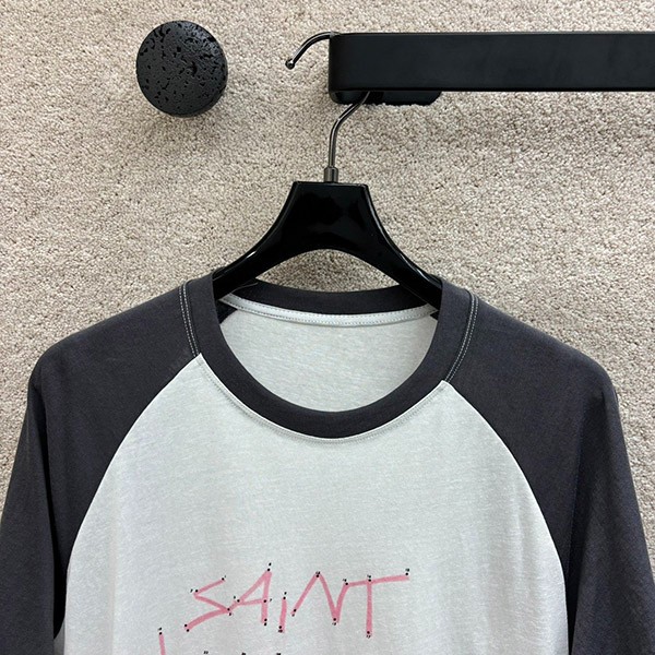 高品質 サンローラン プリント ツートーン コットンジャージー Tシャツ コピー Sah16645